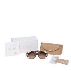 Pre Owned Chloe Brown CE743S Gradient Oversized Sunglasses