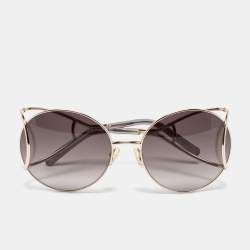 Pre Owned Chloé Gold Tone/Grey Gradient CE124S Jackson Round Sunglasses