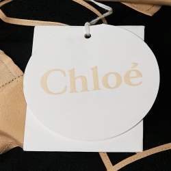 Chloe Black Textured Crepe Pleats Detail Trousers L