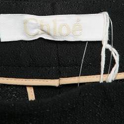 Chloe Black Textured Crepe Pleats Detail Trousers L