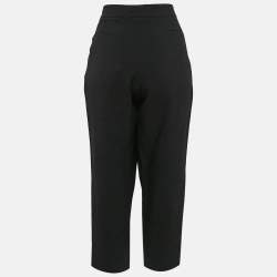 Chloe Black Textured Crepe Pleats Detail Trousers L