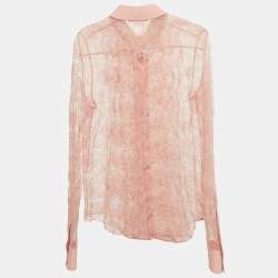 مملوكة مسبقًا Chloe Powder Pink Lace Full Sleeve Shirt S