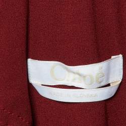 Pre Owned Chloe Burgundy Crepe Buckled Jumpsuit L
