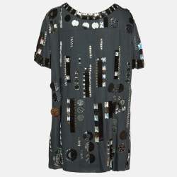 Chloe Ardoise Grey Wool Embellished Shift Dress M