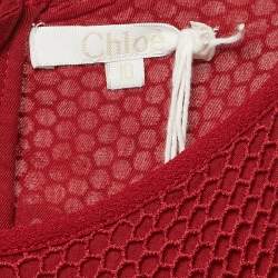 Chloe Red Crepe Ruffled Lace Overlay Top 10Yrs