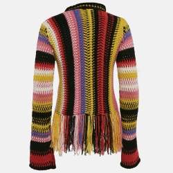 Chloe Multicolor Striped Crochet Fringed Sweater S