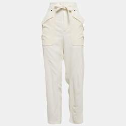 Chloé Milk White Crepe Oversized Pocket Detail Trousers M