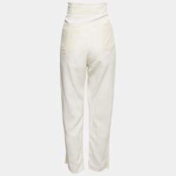 Chloé Milk White Crepe Oversized Pocket Detail Trousers M