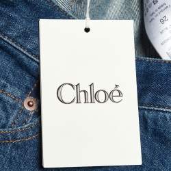 Pre Owned Chloe Blue Distressed Denim Flared Jeans S/Waist 29"