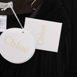 Pre Owned Chloe Black SIlk Pleated Midi Skirts M