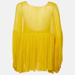 Pre Owned Chloé Yellow Silk Chiffon Top L