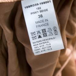 Pre Owned Chloe Pinky Beige Silk Crepon Pleated Embellished Dress S