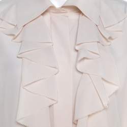 Pre Owned Chloe Dusty Pink Silk Ruffled Long Sleeve Blouse L