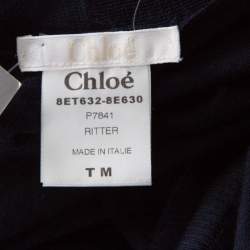 Pre Owned Chloe Navy Blue Cashmere Front Tie Sleeveless Vest M 