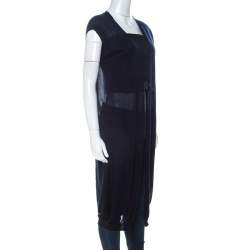 Pre Owned Chloe Navy Blue Cashmere Front Tie Sleeveless Vest M 