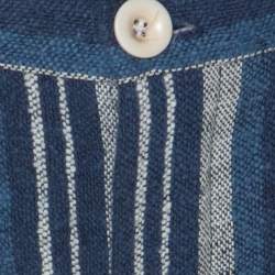 Pre Owned Chloe Blue Striped Cotton Canvas Wide Leg Trousers M