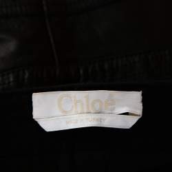 Chloé Black Leather & Nubuck Paneled Cropped Biker Pants S