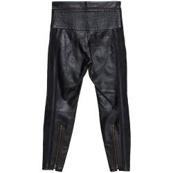 Chloé Black Leather & Nubuck Paneled Cropped Biker Pants S
