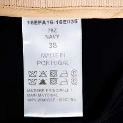 Pre Owned Chloe Navy Blue Crepe Gathered Wide Leg Pants M