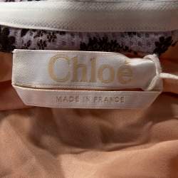 Chloe Purple & Brown Floral Print Crepe Jumpsuit S