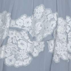 Pre Owned Chloe Grey Silk Crepon Lace Appliqued Ruffled Blouse S