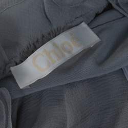 Pre Owned Chloe Grey Silk Crepon Lace Appliqued Ruffled Blouse S