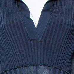 Pre Owned Chloe Iconic Navy Rib Knit Printed Cuff Midi Dress S