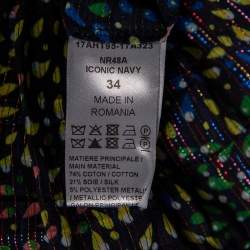 مملوكة مسبقًا Chloe Multicolored Printed Cotton & Lurex Striped Ruffled Off-Shoulder Top S