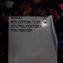 مملوكة مسبقًا Chloe Multicolored Printed Cotton & Lurex Striped Ruffled Off-Shoulder Top S