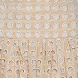 Pre Owned Chloe Beige Guipure Lace Pleated Midi Skirt S