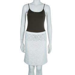 Pre Owned Chloe White Crochet Knit Skirt M