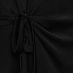 Pre Owned Chloe Black Satin Crepe Draped Tie Detail Midi Dress S