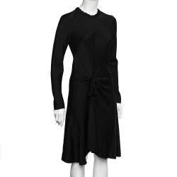 Pre Owned Chloe Black Satin Crepe Draped Tie Detail Midi Dress S