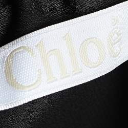 Pre Owned Chloe Black Satin Crepe Draped Tie Detail Midi Dress S