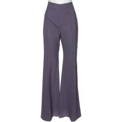 Pre Owned Chloe Shadow Purple Wool Flared Leg Trousers M