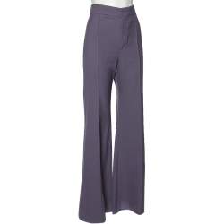 Pre Owned Chloe Shadow Purple Wool Flared Leg Trousers M