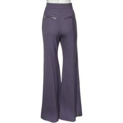 Pre Owned Chloe Shadow Purple Wool Flared Leg Trousers M