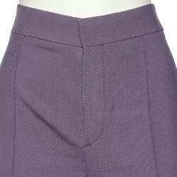 Pre Owned Chloe Shadow Purple Wool Flared Leg Trousers M