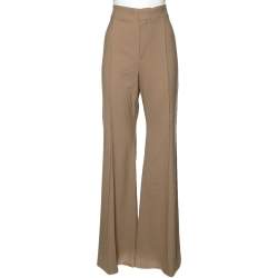 Pre Owned Chloe Brown Wool Flared Leg Trousers L
