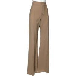 Pre Owned Chloe Brown Wool Flared Leg Trousers L