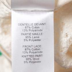 Pre Owned Chloe Beige Cotton Lace Detailed Turtle Neck Long Sleeve Sweater M