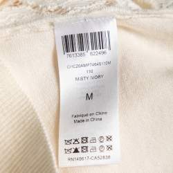 Pre Owned Chloe Beige Cotton Lace Detailed Turtle Neck Long Sleeve Sweater M