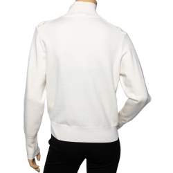 Pre Owned Chloe Beige Cotton Lace Detailed Turtle Neck Long Sleeve Sweater M