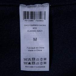 Pre Owned Chloe Blue Wool Turtleneck Side Button Detailed Belted Dress M