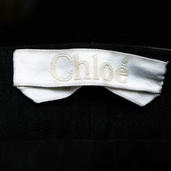 Pre Owned Chloé Black Leather & Nubuck Paneled Cropped Biker Pants S