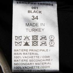 Pre Owned Chloé Black Leather & Nubuck Paneled Cropped Biker Pants S