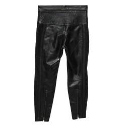 Pre Owned Chloé Black Leather & Nubuck Paneled Cropped Biker Pants S