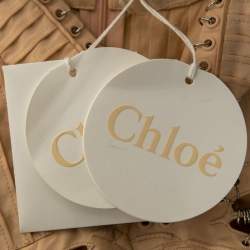 Chloe Beige Crepe & Linen Ruffled Blouse M