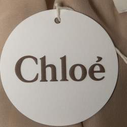 Pre Owned Chloé Beige Satin Silk Crystal Embellished Mini Dress M