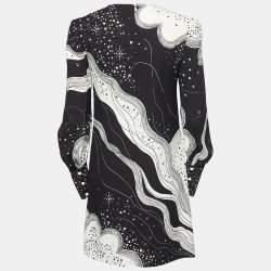 Chloe Black/White Abstract Face Print Silk Dress S